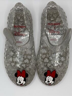 Old Navy Clear Glitter Minnie Mouse Jelly Sandals with Red Bow